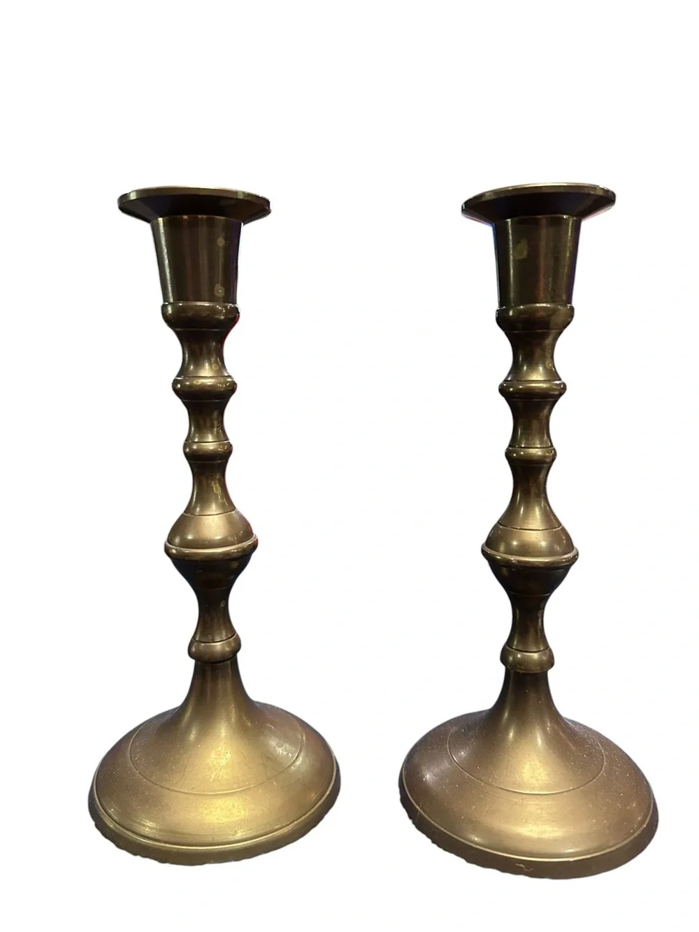Vintage Brass Candlesticks Pair‎ 7” Tall Made in India Traditional Taper Holders